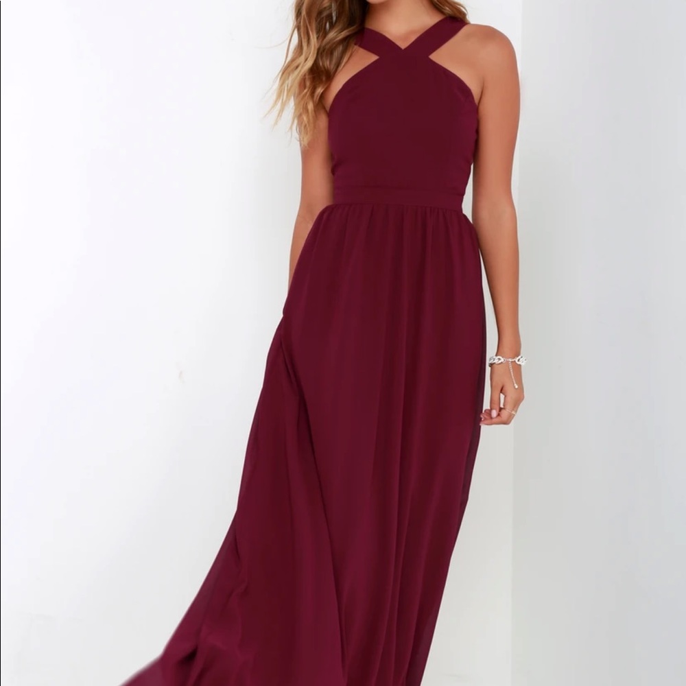 Lulus Air of Romance Burgundy Bridesmaid Dress